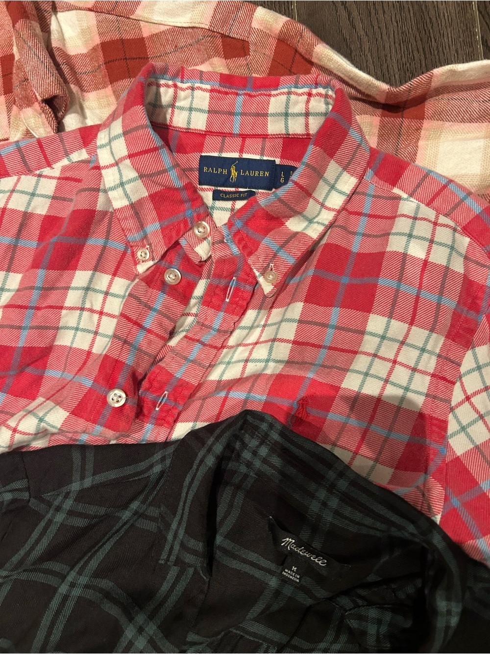 Ralph Lauren Red Plaid Button-Down Shirt Large